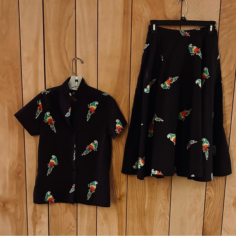 Fay’s Closet Black and Red Trooical Maxi A-Line Skirt Set